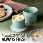Zulay Kitchen Porcelain Butter Crock With Lid & Knife - Authentic French Butter Dish For Fresh & Spreadable Butter - Mint