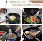 Beijiyi Stainless Steel Fish Spatula, 11.7" Small Metal Spatula for Cast Iron Skillet, Slotted Turner with Silicone Handle, Kitchen Cooking Flipper for Fish, Egg and Burger
