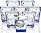 10 Oz Unbreakable Tritan Drinking Glasses Shatterproof Acrylic Glasses Drinkware BPA Free Hard Plastic Cups Reusable Kitchen Water Glasses Drinking Set of 8 (Blue)