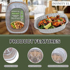 INFINITY EL Large Disposable Oval Aluminum Pans 10 Pack | Deep Disposable Baking Pan | Heavy Duty Oval Aluminum Roasting pan for Chafing, Turkey, Lasagna, Thanksgiving, Christmas, Parties & Meal Prep