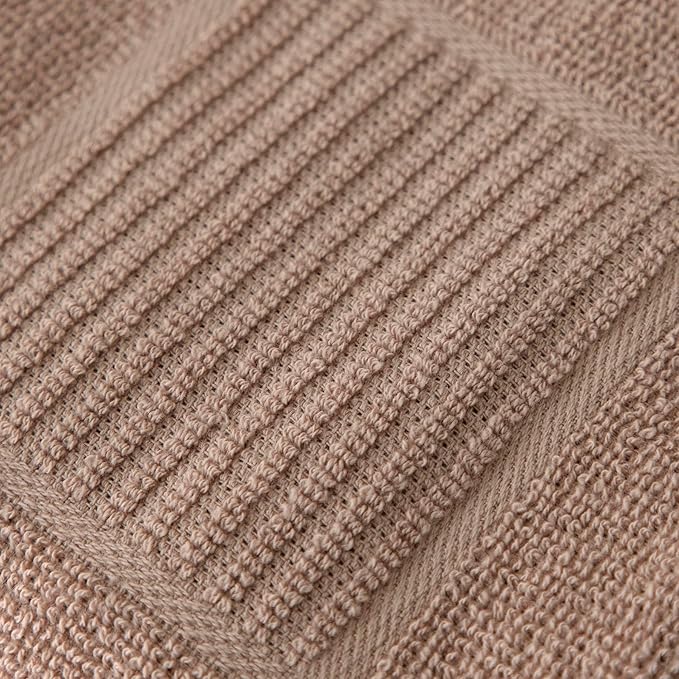 T-fal Solid & Checked Parquet Kitchen Towels: Highly Absorbent, Super Soft Long Lasting - 100% Cotton, 16"x26" Dish Towels for Cleaning & Drying Dishes, Pans, Glassware, Countertops, 6-Pack, Sand