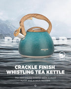 POLIVIAR Tea Kettle, 2.7 Quart Stovetop Tea Kettle, Audible Whistling Teapot with Crackle Finish, Food Grade Stainless Steel for Anti-Rust, Anti Hot Handle, Suitable for All Heat Sources (JX2023-LYD)