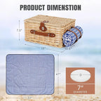 HappyPicnic Picnic Basket Set for 2 - Wicker Picnic Basket with Waterproof Blanket & Insulated Liner, Large Handmade Willow Hamper with Cutlery Kit for Outdoor, Picnic, Camping, Party, Holidays (Blue)