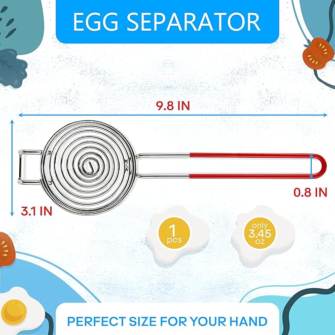 Egg Separator for Raw Eggs - Egg Yolk Separator Kitchen Gadget Yolk Remover Stainless Steel Gadget for Raw Eggs & Cake Baking White Filter | Convenient Design