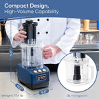 TK Tartle Commercial Food Processor - Heavy-Duty 600W Chopper, Slicer, Shredder & Blender w/Vegetable Prep Lid, Continuous Feed, 3L Mixer Bowl & Stainless Steel Blades