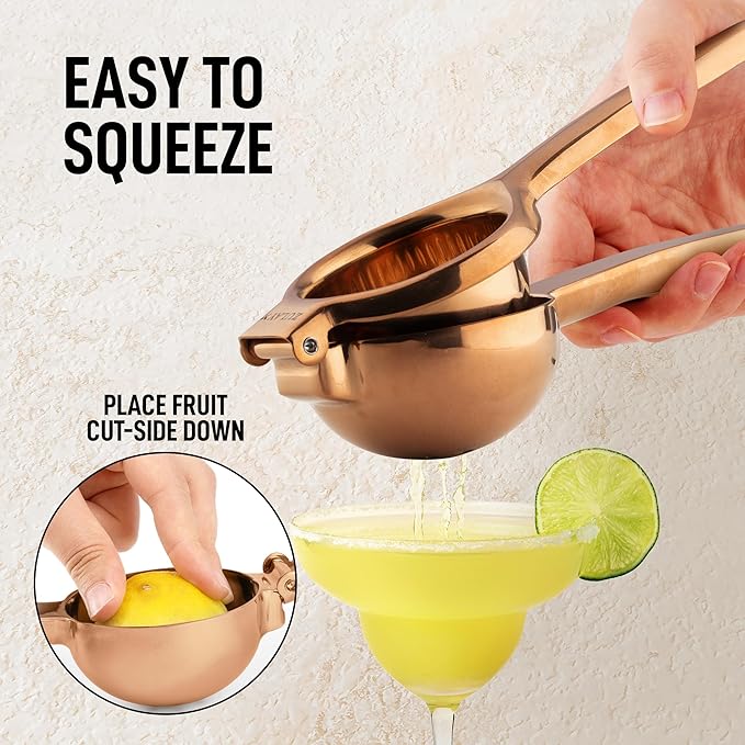 Zulay Extra Large Lemon Squeezer Stainless Steel - Easy Squeeze Heavy Duty Lemon Juicer Hand Press - Ergonomic Citrus Squeezer & Fruit Juicer for Small Oranges, Lemons, & Limes