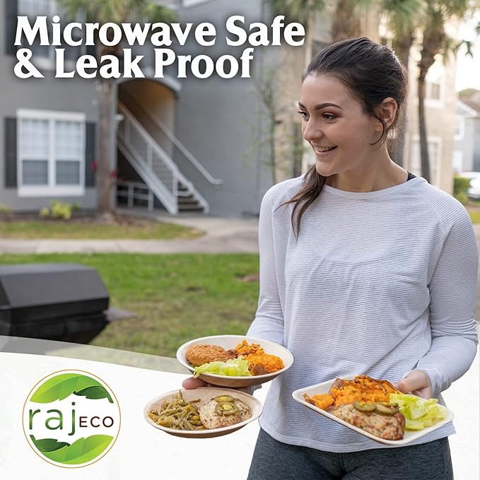 Raj Palm Leaf Plates [400-Pack] 10" Square Plates like Bamboo plates Disposable, Strong, Decorative Compostable Tableware for wedding, Lunch, Dinner, Birthday, Camping, Outdoor BBQ, Picnic…