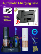 Electric Salt and Pepper Grinder Set with USB Charging Base, Upgraded 95ml Larger Capacity, Adjustable Coarseness, ABS Automatic Pepper Mill with One-Hand Operation, 2 Pack(Black+White)