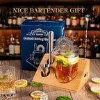 Cocktail Mixing Glass, veecom 6 Piece Crystal Bar Mixing Glass Bartender Set with Bamboo Stand, 18oz Old Fashioned Kit Cocktail Beaker Glass Set with Strainer, Muddler, Spoon, Jigger