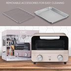 COOK WITH COLOR Mini Toaster Oven: 600W Power, Precision Timer, Auto Shutoff, and Culinary Delights Up To 450 Degrees, Pink