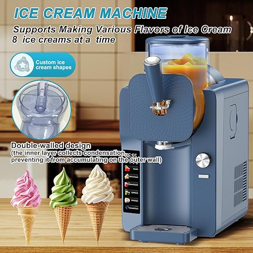 Ice Cream Maker, Slushie Machine for Home, Slushy Machine 70 oz Margarita Machine with 6 Preset Programs for Ice Cream, Frozen Yogurt or Gelato, Adjustable Thickness, Blue