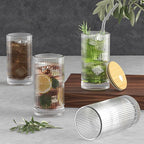 15 Oz Glass Cups with Lid and Straw, Iced Coffee Cups with Lid, Vintage Glassware for Whiskey Cocktail Beer (4 PACK)