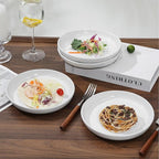 8-Inch Stoneware Dinner Plates - 4 Piece Ceramic Plates for Pasta, Salad, or Appetizers - Microwave and Dishwasher Safe, Plates Set for Casual Dining or Formal Gatherings,White(Grey Bottom)