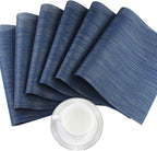 PIGCHCY Placemats Set of 12 Washable Durable Place Mats Vinyl Heat Resistant Non-Slip Table Mats Indoor Outdoor (Midnight Blue)
