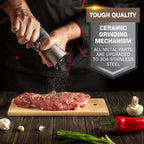 Home EC Original Gun Metal Bronze Salt and Pepper Grinder Set of 2 - Adjustable Ceramic Grinder - Glass Salt and Pepper Shakers With Funnel and Ebook - Spice Mill - Bronze Kitchen Accessories