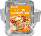 9x13 Aluminum Pans, Heavy Duty Disposable Aluminum Foil Pans, 30 Pack Disposable Pans, Thickened Disposable Trays Half Size Tin Pans Foil Baking Tray for Cooking, Meal Prep, Baking, Roasting, Chafing