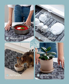 Large Stone Drying Mat for Kitchen Counter, 23.6" x 15.3" Quick Dry Foldable Diatomaceous Earth Dish Drying Mat, Stain-Hiding Design, Eco-Friendly Large Sink Mat for Dishes and Utensils