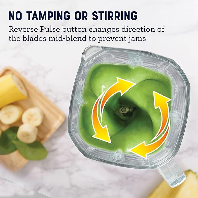 Oster Extreme Mix Blender, 8-Cup Glass Jar, 3 iBlend Preset Functions, 1600-Watts, 10-Point Blade Stack with Titanium Coating & Blend-N-Go Cup