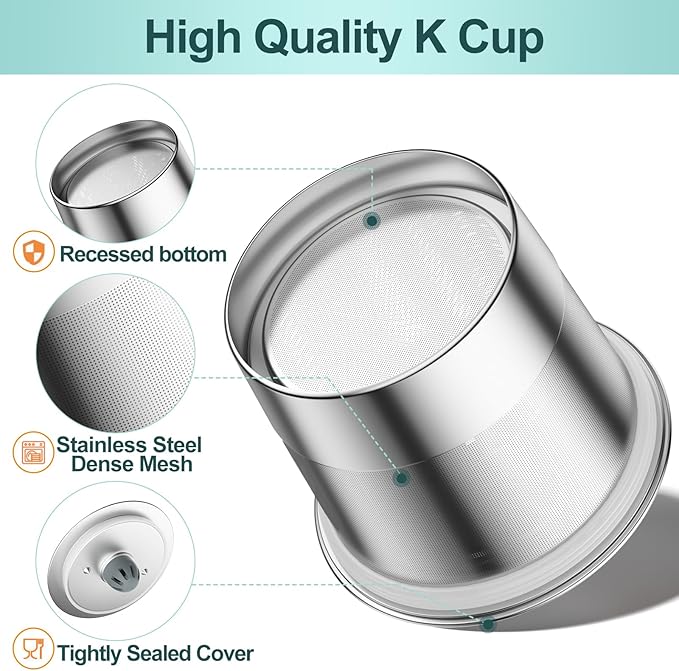RETHONE K Cup Reusable Coffee Pods, Stainless Steel Reusable K Cups Compatible with Keurig 1.0 & 2.0 Coffee Machines Brewers Refillable K Cups (3 Pack)