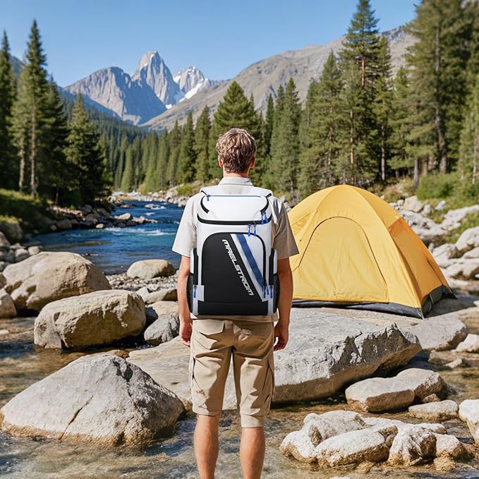 Maelstrom Backpack Cooler,36 Can Cooler Backpack,Soft Cooler Bag Insulated Leakproof,Lightweight Ice Chest Backpack,Travel Cooler Lunch Backpack for Camping,Hiking,Beach,White