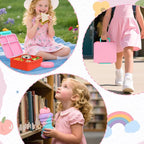 Bento Lunch Box for Kids with 9oz Soup Thermo, Leakproof Lunch Food Containers with 4 Compartment, Kids Thermo Hot Food Jar for School Travel