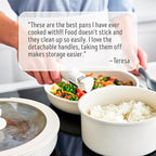 GreenLife 10 Piece Nonstick Pots & Pans Set, Detachable Handle & Stackable Cookware Set, Non Toxic PFAS-Free Skillets, Induction Kitchen Pans, Space Saving, Serving Bowls, Oven Safe, Speckled Cream