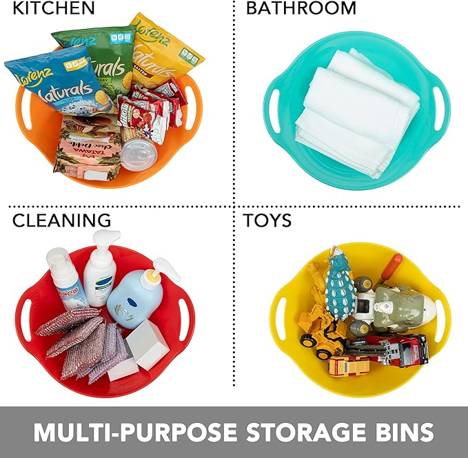 Tiawudi 6 Pack Snack Bowls (4.9L Large), Plastic Serving Bowls for Party, Large Bowls with Handles for Kitchen, Fruit, Cereal, Candy, Salad and Chip, Microwave Safe