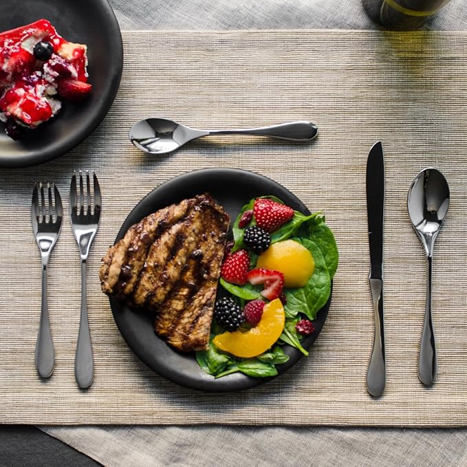 KNORK's Original Flatware Set - 45 Piece Glossy Silverware Set with Knork Forks - Durable and Stylish Knork Flatware Set for Everyday Use, Service for 8