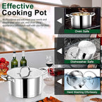 P&P CHEF 8 Quarts Cooking Stock Pot with Lid, Stainless Steel Stockpot Induction Pot for Soup, Tri-Ply Bottom & Clear Glass Lid & Double Handle, Dishwasher Safe