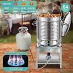 ARC 64QT Stainless Steel Seafood Boil Pot with 200,000BTU Propane Burner, w/Basket for Outdoor Deep Fryer, Large Cooking Pot for Turkey Fryer, Crab, Crawfish, Shrimp, Lobster Boiling Stock Pot