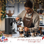 Huanyu Professional Coffee Grinder with 74mm Flat Burr 53ounce Bean Hopper 15 Infinite Grinding Settings Electric Coffee Grinder with Touching Screen Black