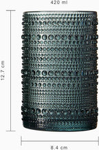 Khen Hobnail Beaded Highball Drinking Tumbler Glasses | Set of 4 | Color, Vintage Bubble Design Whiskey Glassware, Old-Fashioned, Embossed Design for Water, Wine, Cocktail Embossed, Rocks Glass