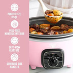 GreenLife 3.5QT Slow Cooker, Non-Toxic PFAS-Free Ceramic Nonstick Removable Interior Bowl, Programmable, Keep Warm, Stovetop & Oven Safe, Dishwasher Safe Parts, Glass Lid, Pink