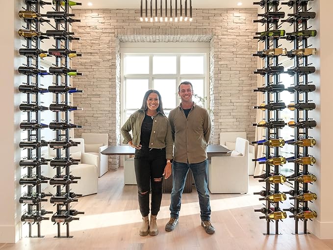 Ultra Wine Racks Floor-to-Ceiling Mount Display (1 Side, Triple Deep, Black, Holds 63 Wine Bottles) - Modern Metal Wine Storage for Wine Cellars, Home Bars, Kitchens, and Dining Rooms