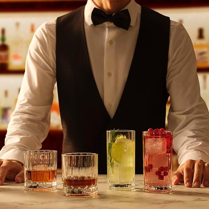 NUDE Whiskey Glasses Set of 4 SOF – 8.5 oz Premium Lead-Free Crystal Old Fashioned Rocks Glasses for Whisky, Scotch, Bourbon & Cocktails – Clear Heavy Base, Dishwasher Safe Luxury Gift Set