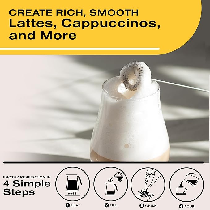 Bean Envy Milk Frother Handheld for Coffee - Electric Hand Blender, Mini Drink Mixer Whisk & Coffee Foamer Wand with Stand for Lattes, Cappuccino, Matcha and Hot Chocolate - Kitchen Gifts - Raspberry