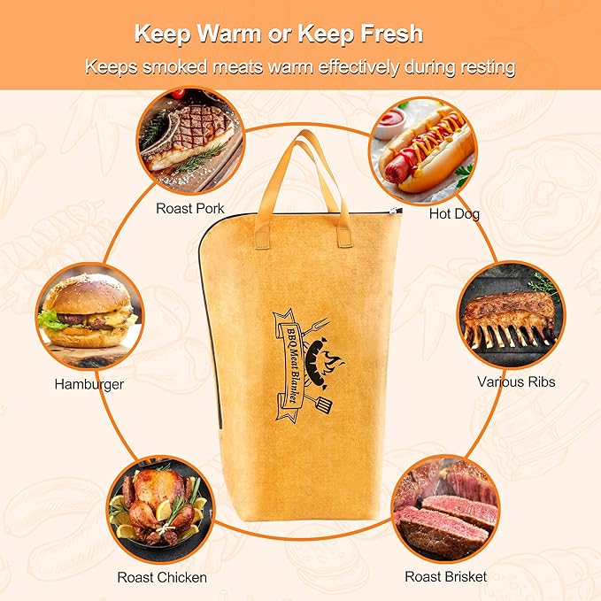 Grilljoy 4PCS BBQ Blanket for Resting Meat - Meat Resting Blanket with Stainless Steel Griddle Spatula & Silicone Oil Paper, for BBQ Lovers, Essential Flattop Grill Accessories