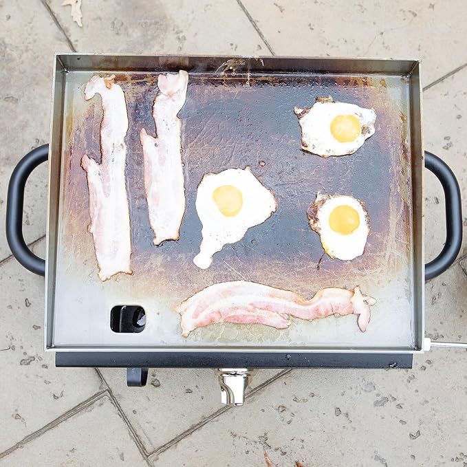 Razor Griddle GGT2160M 19 Inch Outdoor 1 Burner Portable LP Propane Gas Grill Griddle with Push Ignition for BBQ Cooking and Frying, Black