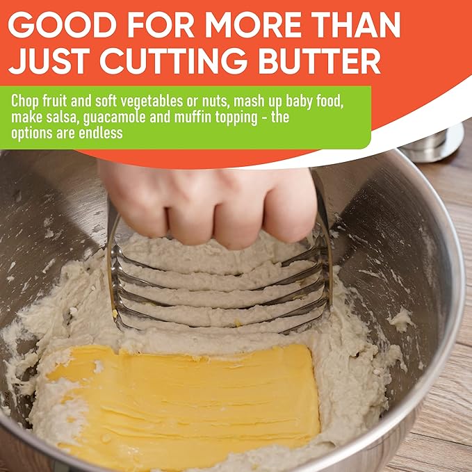 Spring Chef Dough Blender, Top Professional Pastry Cutter, Heavy Duty Baking Tool with Stainless Steel Blades, Medium Size, Aqua Sky