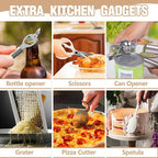 Umite Chef Silicone Kitchen Utensil Set, 34PCS Heat Resistant Kitchen Gadgets and Tools With Grater, Cream White Wood Handles for Nonstick Cookware