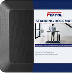 FEATOL Anti Fatigue Mat for Standing, 9/10 Extra Thick Ergonomic Standing Desk Mat, Comfort & Durable Memory Foam Standing Mat at Home,Office All Day (24" x 36", Black)