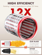 GDL Rotary Cheese Grater, Upgraded 5-in-1 Cheese Grater Hand Crank, Multi-purpose Cheese Shredder with Handle, Vegetable Slicer Cutter Ice Shaver for Potato, Carrot, Nuts, Chocolate