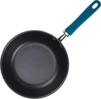 Rachael Ray Create Delicious Hard Anodized Nonstick Saute/All Purpose Pan with Lid, 3 Quart - Gray With Teal Handles