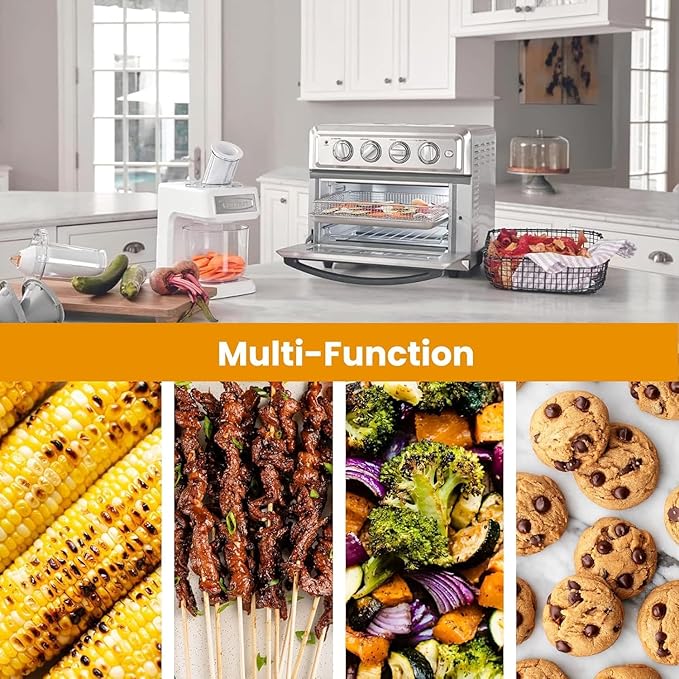 Stainless Steel Baking Tray Pan Compatible with Cuisinart Airfryer TOA-060 and TOA-065, Dishwasher Safe Mesh Air Fryer Basket Wire Rack Accessories Parts 2 SET