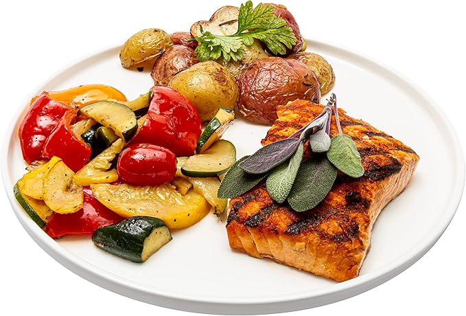 Vikko Salad Plate, Set of 4 White Plates, Bone China, Stackable 10 Inch Dinner Plates, Dishwasher Safe