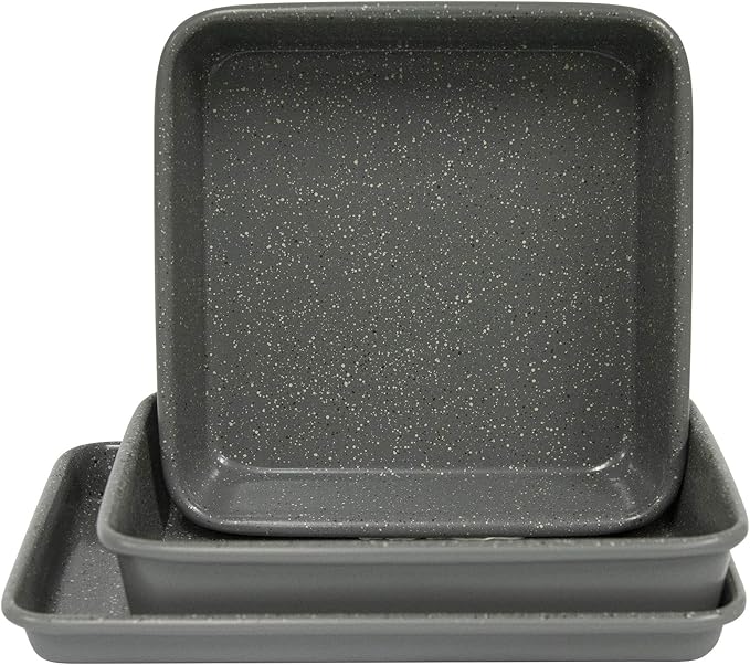 casaWare 3pc Ultimate Series Commercial Weight Toaster Oven Bakeware Set (Silver Granite)