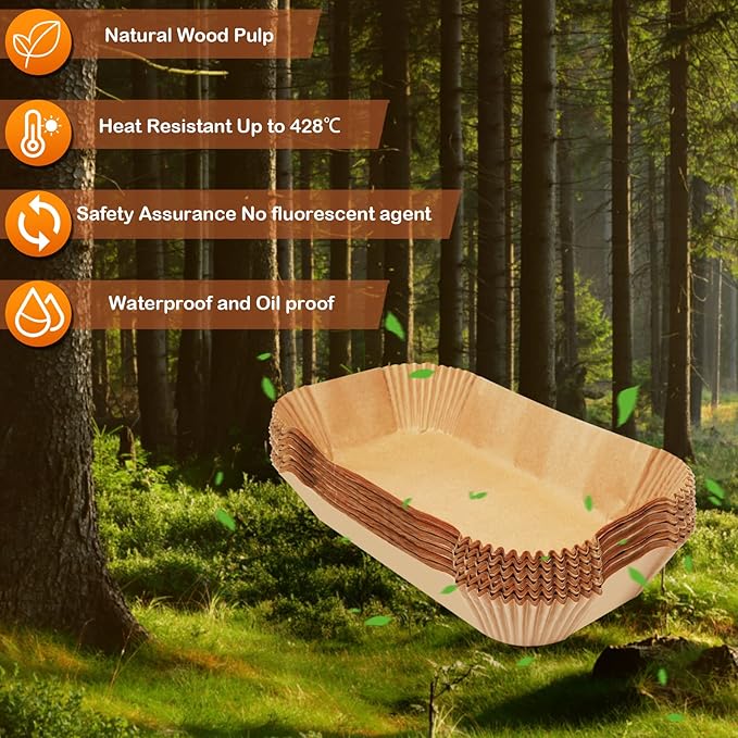 Air Fryer Liners Ninja Accessories,Air Fryer Liners Disposable Paper Air Fryer Parchment Paper Liners Rectangular Air Fryer Accessories Baking Paper (125PCS for Ninja XL)