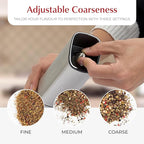 Automatic Salt and Pepper Grinder Set - Rechargeable Electric Salt and Pepper Shakers with Adjustable Coarseness, LED Light, One-Handed Use, Gravity Salt Grinder and Electric Pepper Mill