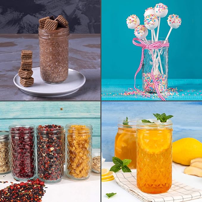 DHSBTLS Glass Regular Mouth Mason Jars, 15 Pack 12 oz Glass Canning Jars with Silver Aluminum Lids and Bands, Airtight Jars for Food Storage, Canning, Overnight Oats, Fermenting, Pickling, Decor