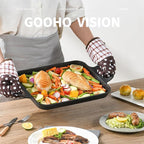S·KITCHN Nonstick Grill Pan, Induction Stove Top Grill Plate, Glass Grilling Pan for Indoor, Gas Range Grill Panel/Skillet